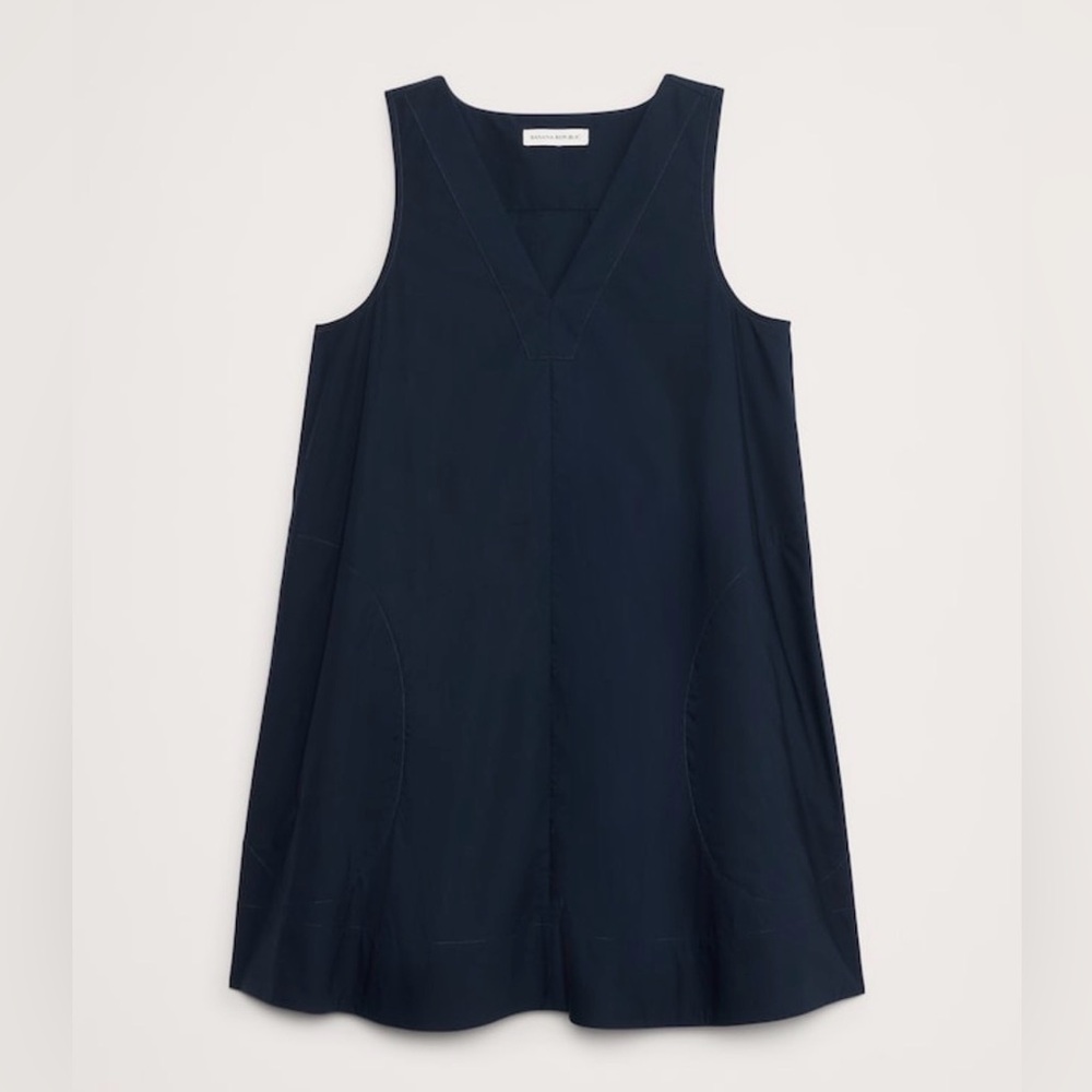 NWT Banana Republic Cotton Poplin Swing Mini Tapestry Navy Blue Sz Medium - Picture 4 of 8